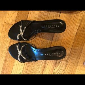 Stunning  black sandal with glitz low heel